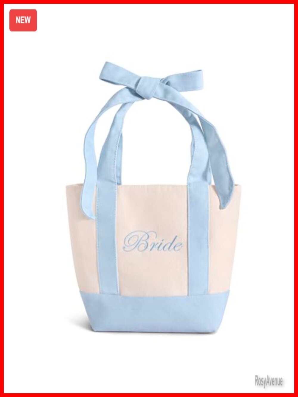 Embroidered Bride Canvas Tote Bag Removable Bow